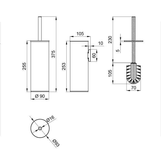 Йоржик для унітаза Qtap Liberty ORO 1150 2