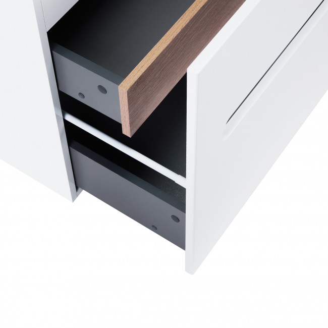 Комплект Qtap Virgo 800х580х437 White/Whitish oak тумба підвісна + раковина урізна  QT1872TPА8013080CW