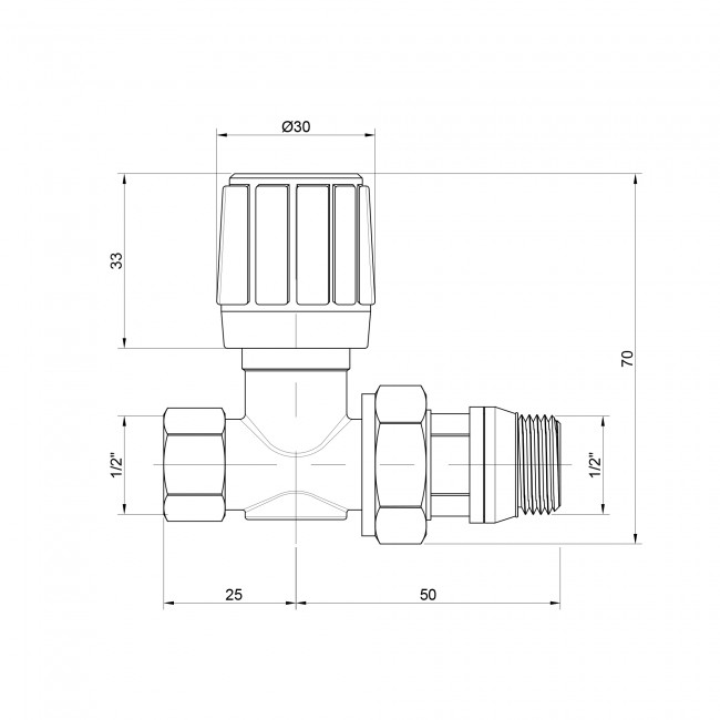 Кран радіаторний Icma 1/2" 28х1,5 з антипротіканням прямий №975