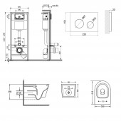 Набор Qtap инсталляция 4 в 1 с панелью смыва Nest (QT0133M425 + QT0111M11110W) + унитаз с сиденьем Swan QT16335178W