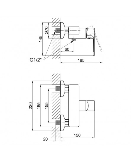 Змішувач для душу Qtap Vitkov 4019104C