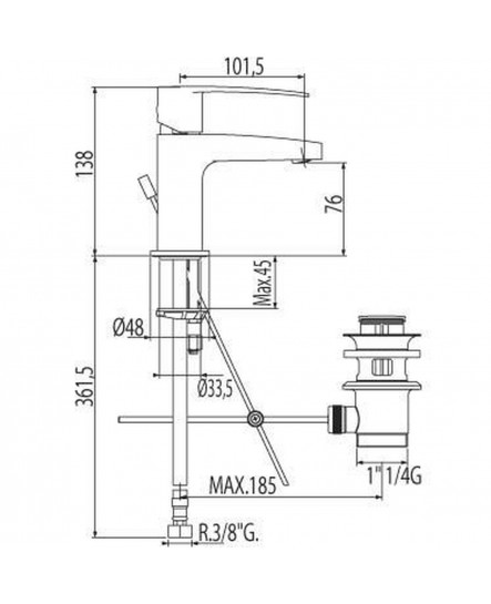 Змішувач для умивальника TRES FLAT 20410301