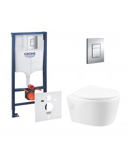 Набор инсталляция 4 в 1 Grohe Rapid SL 38772001 + унитаз с сиденьем Qtap Leo QT11331002ERW