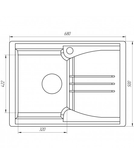 Гранитная мойка Globus Lux BALATON черный 680х500мм-А0002
