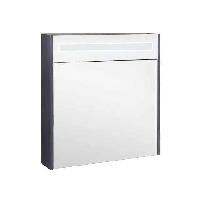Зеркальный шкаф подвесной Qtap Robin 700х730х145 Graphite с LED-подсветкой QT1377ZP7002G
