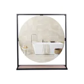 Дзеркало Qtap Taurus 800х850х140 Black/Whitish oak з LED-підсвічуванням