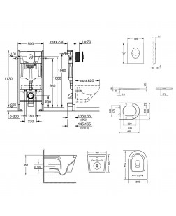 Набір інсталяція 4 в 1 Grohe Rapid SL 38721001 + унітаз з сидінням Qtap Swan QT16335178W