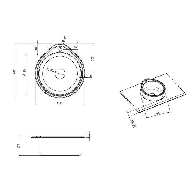 Кухонная мойка Lidz 4843 0,8 мм Decor (LIDZ4843DEC) 2