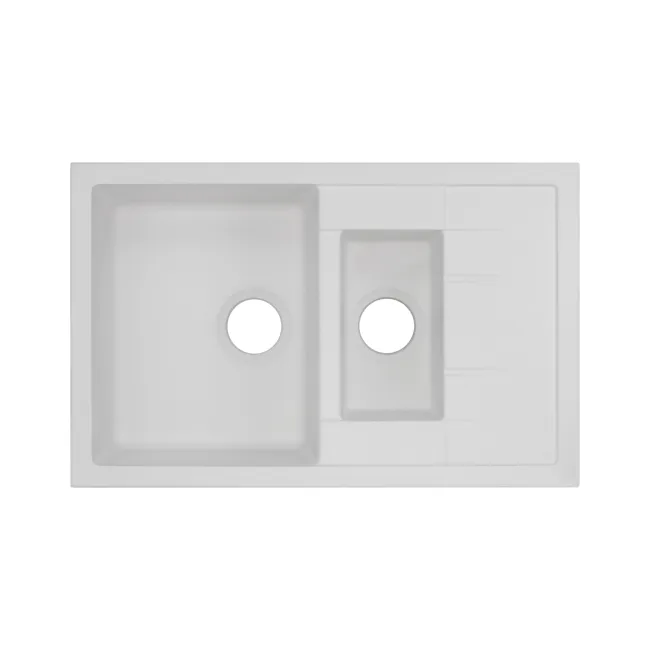Кухонная мойка с дополнительной чашей Qtap CS 7648 White (QT7648WHI650) Кухонная мойка с дополнительной чашей Qtap CS 7648 White (QT7648WHI650)