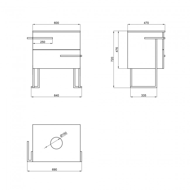 Тумба підлогова Qtap Taurus 600х616х437 White/Whitish oak зі стільницею QT2480TNT603WWO