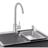 Набір 4 в 1 Qtap кухонна мийка D6045 2.7/1.0 мм Satin + змішувач + сушарка + дозатор для миючого засобу