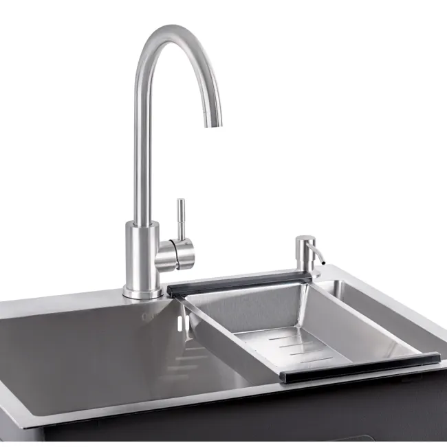 Набір 4 в 1 Qtap кухонна мийка D6045 2.7/1.0 мм Satin + змішувач + сушарка + дозатор для миючого засобу