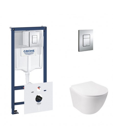 Набір інсталяція 5 в 1 Grohe Rapid SL 38827000 + унітаз з сидінням Qtap Jay QT07335176W