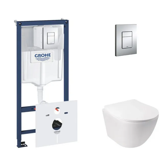 Набор инсталляция 5 в 1 Grohe Rapid SL 38827000 + унитаз с сиденьем Qtap Jay QT07335176W Набор инсталляция 5 в 1 Grohe Rapid SL 38827000 + унитаз с сиденьем Qtap Jay QT07335176W