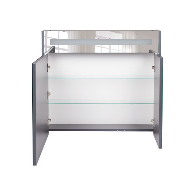 Дзеркальна шафа підвісна Qtap Robin 800х730х145 Graphite з LED-підсвічуванням