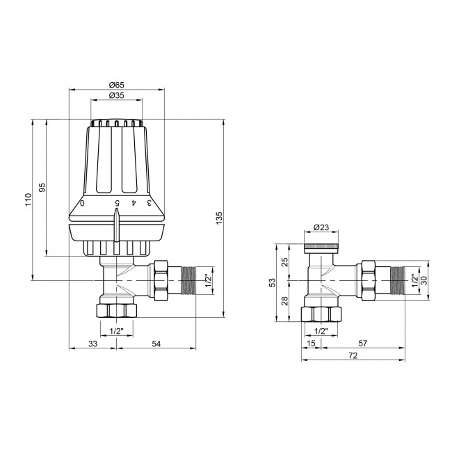 Комплект термостатический Danfoss RAS-C+RA-FN+RLV-S 1/2" угловой (013G2228)