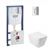 Набір інсталяція 4 в 1 Grohe Rapid SL 38772001 + унітаз з сидінням Qtap Crow QT05335170W