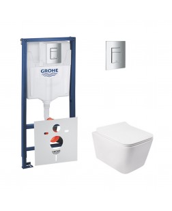 Набор инсталляция 4 в 1 Grohe Rapid SL 38772001 + унитаз с сиденьем Qtap Crow QT05335170W