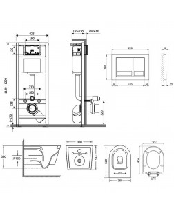 Набір Qtap інсталяція Nest M425-M06CRM + унітаз з сидінням Jay QT07335176W