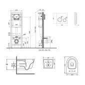 Набір Qtap інсталяція 4 в 1 з панеллю змиву Nest (QT0233M370 + QT0211P01V1176W) + унітаз з сидінням Swan QT16335178W