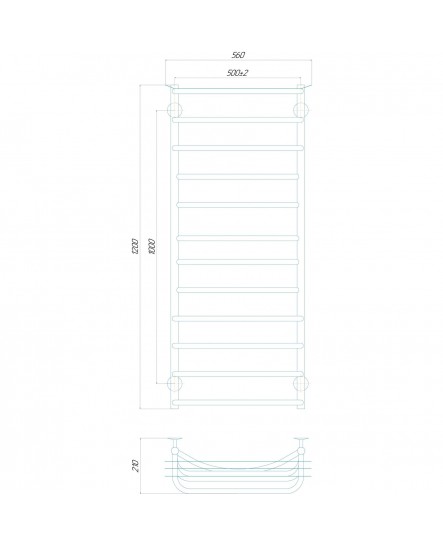 Рушникосушарка UNIO Zp W 1200-500-12 Зета з полицею вода