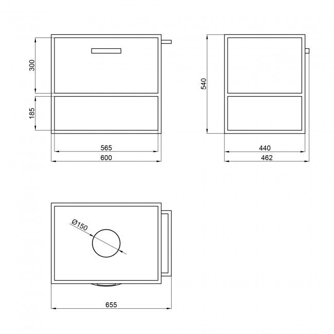 Тумба підвісна Qtap Taurus 600х476х469 White/Whitish oak зі стільницею QT2479TPT603WWO