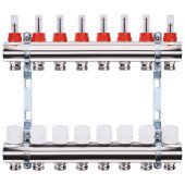 Коллектор с измерителем расходов, регуляторами и креплением ECO 001A 1"x8 Коллектор с измерителем расходов, регуляторами и креплением ECO 001A 1"x8