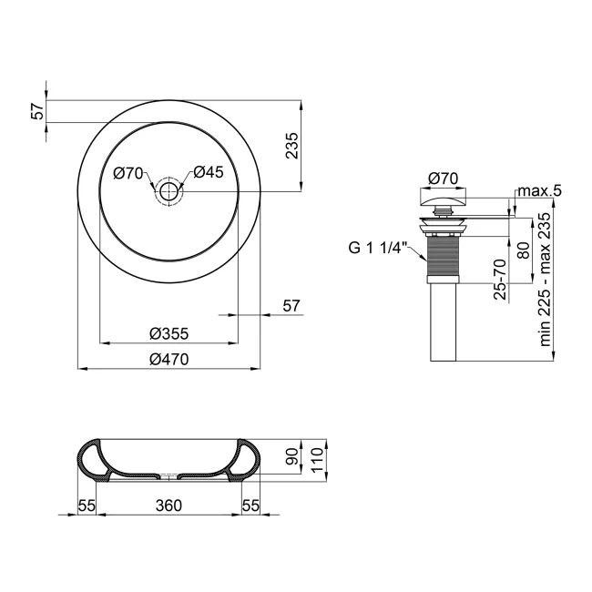 Раковина-чаша Qtap Robin 460x460x100 White с донным клапаном QT13113062W 2 Раковина-чаша Qtap Robin 460x460x100 White с донным клапаном QT13113062W 2