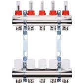 Колектор з вимірювачем витрат, регуляторами та кріпленням ECO 001A 1"x5