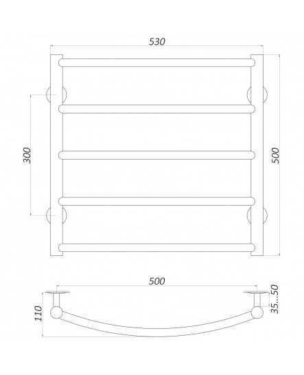 Рушникосушарка UNIO LD W 500-500-5 BLK Драбинка Дуга вода чорна