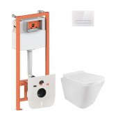 Набор Qtap инсталляция 4 в 1 с панелью смыва Nest (QT0133M425 + QT0111V1105GW) + унитаз с сиденьем Tern QT1733052ERW