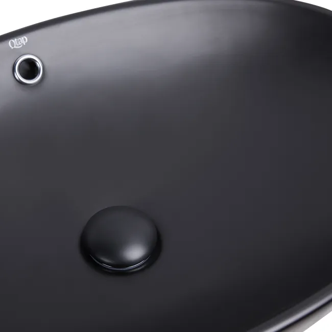 Раковина-чаша Qtap Dove 625х415х150 Matt black с донным клапаном QT063077MBMB