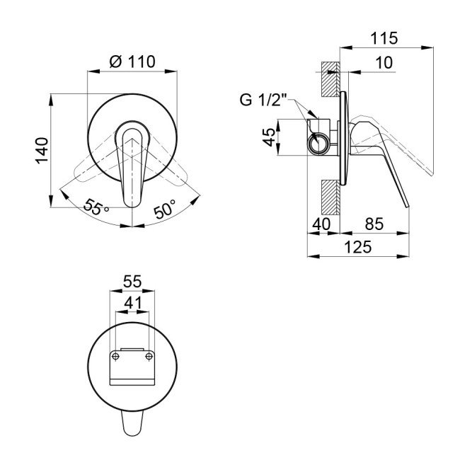 Смеситель скрытого монтажа для душа Qtap Olsava 6012107OC 2
