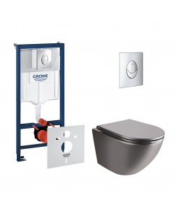 Набор инсталляция 4 в 1 Grohe Rapid SL 38721001 + унитаз с сиденьем Qtap Robin QT1333046ENRMB