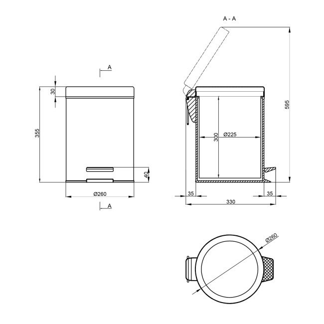Ведро для мусора Lidz (CRM) 121.01.12 12 л 2