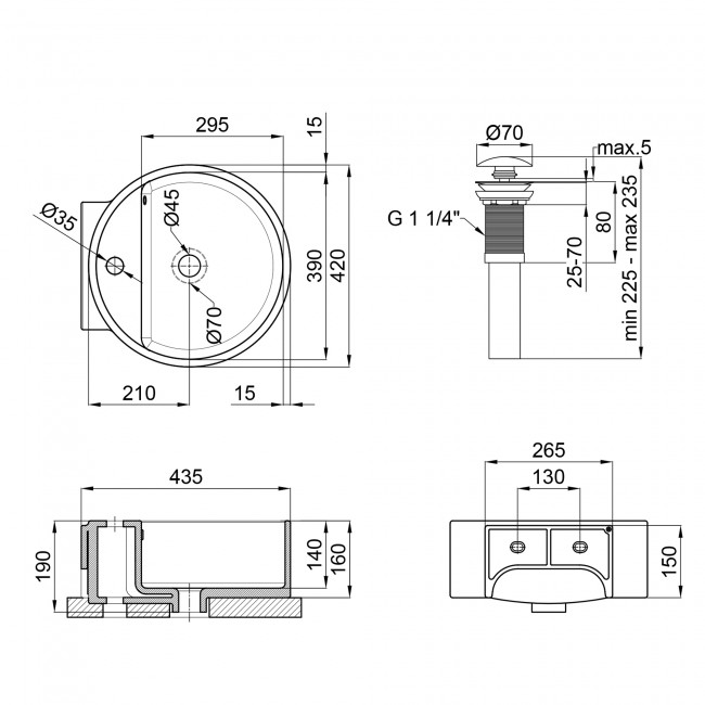 Раковина-чаша Qtap Swan 425х435х195 White с донным клапаном QT1611A005W