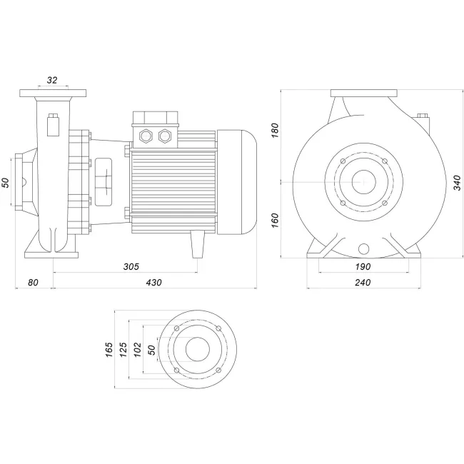 Насос моноблочный IR 32-200NC 4,0 кВт SAER (25 м3/час, 45 м)