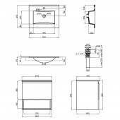 Комплект Qtap Robin 600х580х437 Graphite/Whitish oak тумба підвісна + раковина урізна QT1372TPВ6002GWO