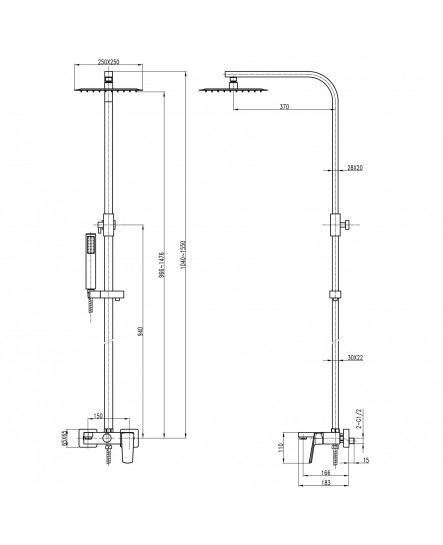 Душова система TOPAZ LEXI TL 21102-H57-BL