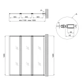 Штора на ванну Qtap Gemini WHI401214RP4 скло Pear 4 мм, 120x140 см