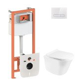 Набор Qtap инсталляция 4 в 1 с панелью смыва Nest (QT0133M425 + QT0111V1105GW) + унитаз с сиденьем Virgo QT1833051ERW