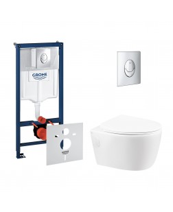 Набір інсталяція 4 в 1 Grohe Rapid SL 38721001 + унітаз з сидінням Qtap Leo QT11331002ERW