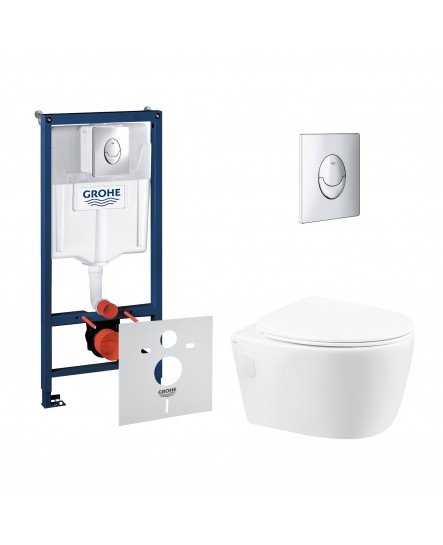 Набор инсталляция 4 в 1 Grohe Rapid SL 38721001 + унитаз с сиденьем Qtap Leo QT11331002ERW