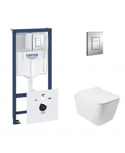 Набір інсталяція 5 в 1 Grohe Rapid SL 38827000 + унітаз з сидінням Qtap Crow QT05335170W