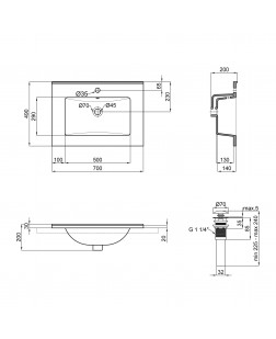 Раковина Qtap Albatross E49 700х490х200 White з донним клапаном QT01119070E49W