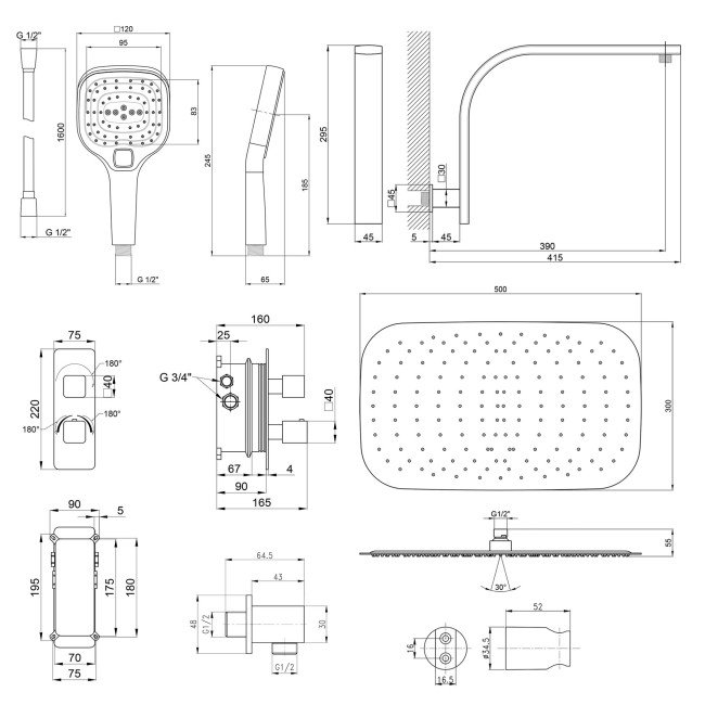 Термостатична душова система прихованого монтажу Qtap Votice QT65T105NGCSET 2