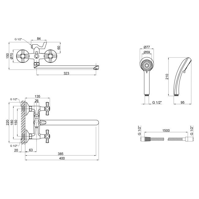 Змішувач для ванни Qtap Liberty CRM 140 2