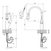 Смеситель для кухни Qtap Swan 9168103UN с выдвижным изливом