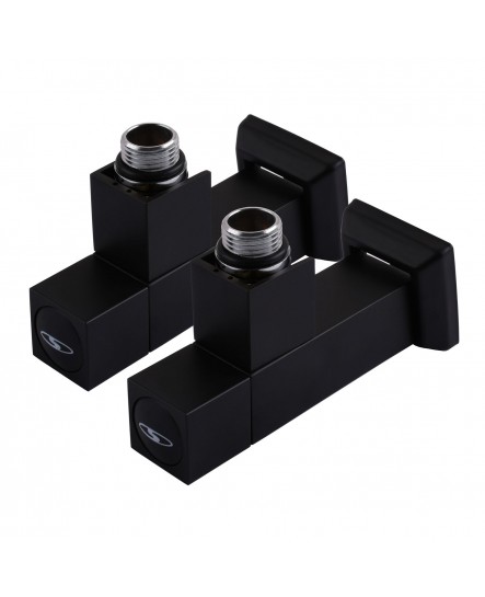 Набор Угловой кран полуоборотный с американкой SOLOMON LUX 1/2" CUBE BLACK 8888 (2шт.)