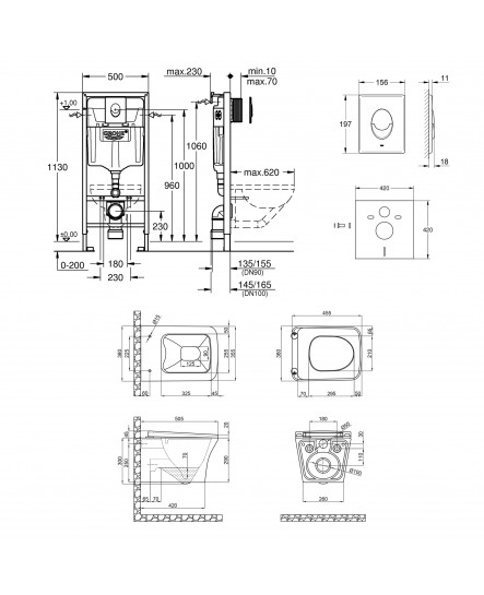 Набор инсталляция 4 в 1 Grohe Rapid SL 38721001 + унитаз с сиденьем Qtap Gemini QT25332614EW